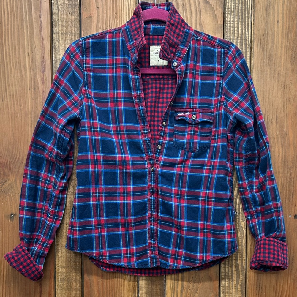 Hollister Co. size medium blue and red flannel - Picture 4 of 8
